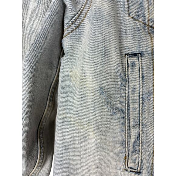 Free People Paisley Quilted Denim Jacket Trucker Boho Hippie Oversized Baggy M/L - Picture 5 of 13